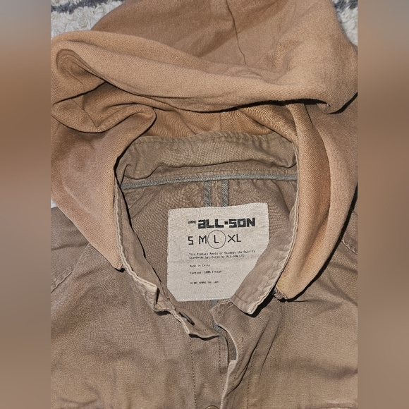 All-son Brand Military Style Button/snap Utilty Hooded Jacket Large - Picture 3 of 7